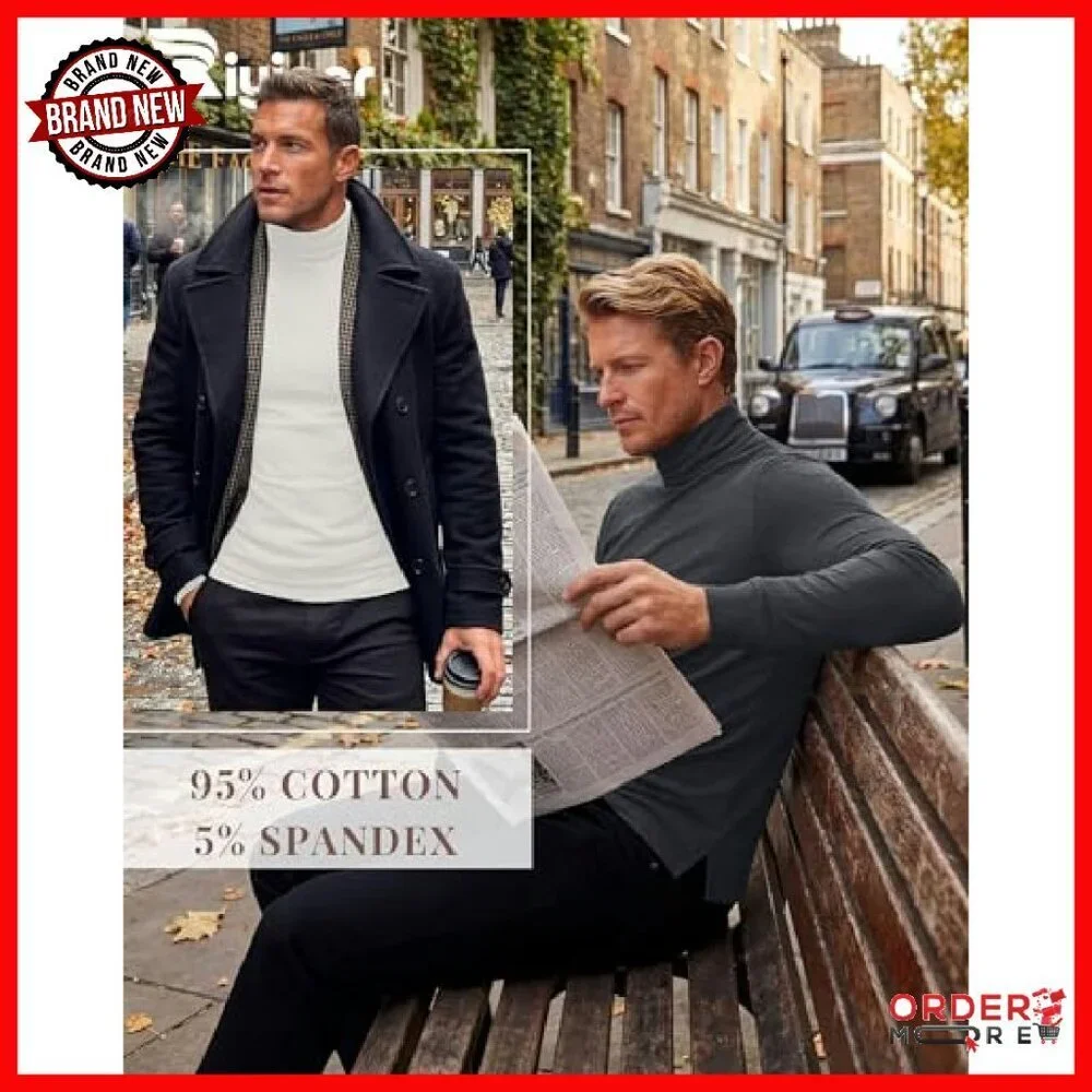 Men's Thermal Turtleneck 3-Pack Slim Fit Long Sleeve Winter Pullover